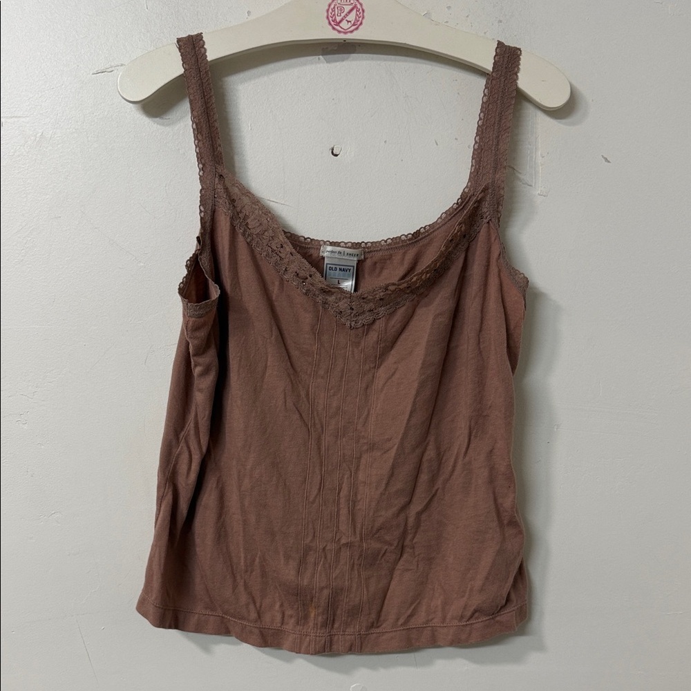 Old Navy Tan Lace Trim Tank Top 2004